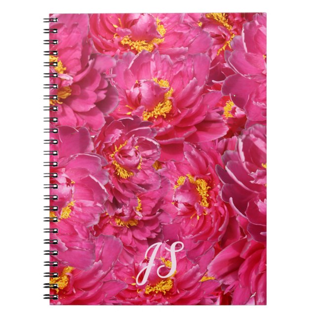 Cuaderno Elegante Monograma de caligrafía estilizada rosada (Frente)