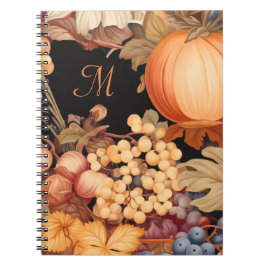 Cuaderno Elegante monograma de cosecha de otoño elegante