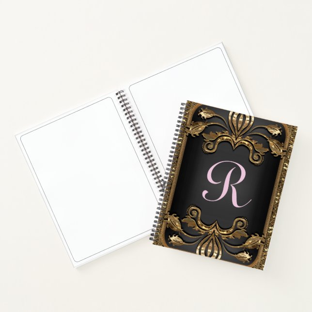 Cuaderno Elegante Monograma de frases románticas (Interior)