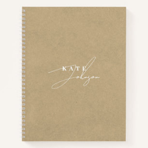 Cuaderno Elegante Monograma de Kraft Rústico con Letra de F