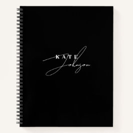 Cuaderno Elegante Monograma de Letra de Firma Moderna en Ne