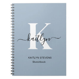 Cuaderno Elegante Monograma de Letra en Azul Polvo