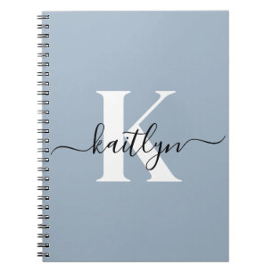 Cuaderno Elegante Monograma de Letra en Azul Polvo