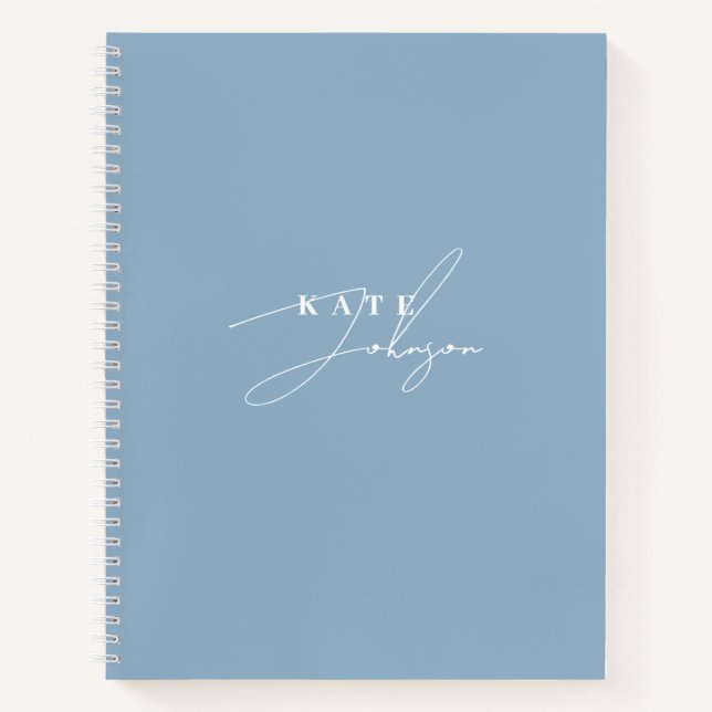 Cuaderno Elegante Monograma de Letra Script Azul (Anverso)