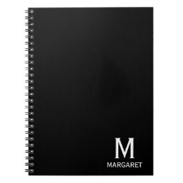 Cuaderno Elegante monograma de nombre en negro y blanco