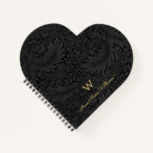 Cuaderno Elegante Monograma de Nombre en Oro Patrón Floral 