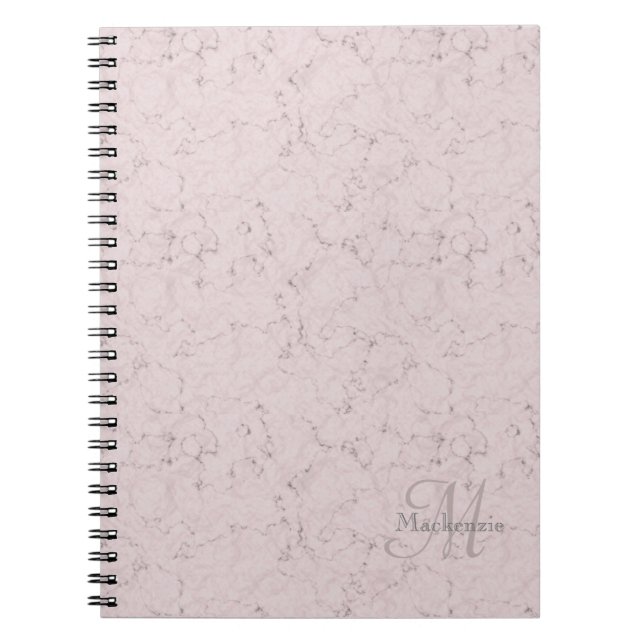 Cuaderno Elegante Monograma de nombre personalizado de márm (Frente)