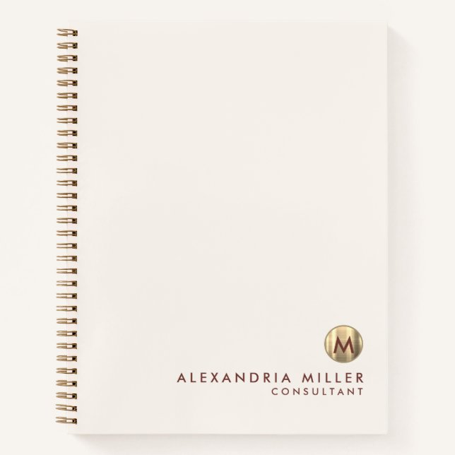 Cuaderno Elegante Monograma de Oro con Crema de Marfil (Anverso)