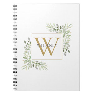 Cuaderno Elegante Monograma de Oro Foliage