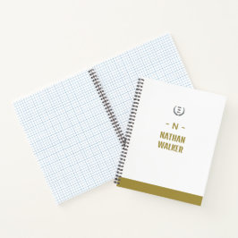 Cuaderno Elegante Monograma de Oro y Gris I Minimalista Ele