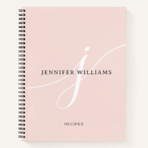 Cuaderno Elegante monograma de receta con escritura rosa bl