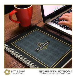 Cuaderno Elegante Monograma de vidrio negro dorado