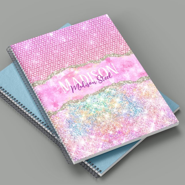Cuaderno Elegante monograma diamante de imitación de purpur (Subido por el creador)