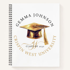 Cuaderno Elegante Monograma Dorado de Graduación Universita