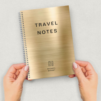 Cuaderno Elegante Monograma Faux Gold Travel