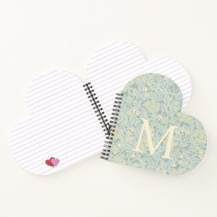 Cuaderno Elegante Monograma Floral Jazmín Verde Pastel