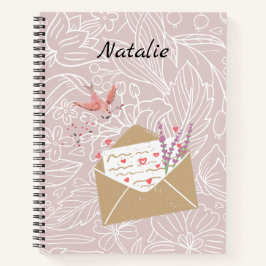 Cuaderno Elegante monograma fondo floral rosa