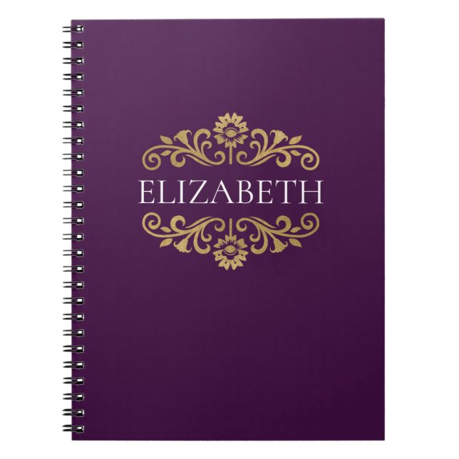 Cuaderno Elegante Monograma Fotografía púrpura (Frente)