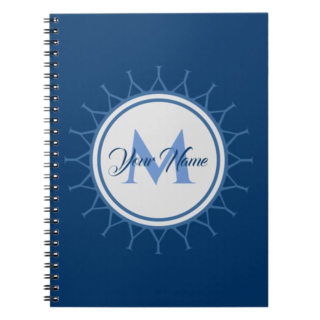 Cuaderno Elegante monograma marino intenso! (Frente)