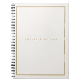 Cuaderno Elegante Monograma Minimalista de marfil dorado