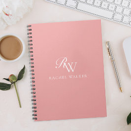 Cuaderno Elegante Monograma Minimalista Rosa