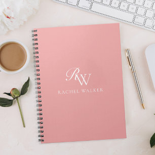 Cuaderno Elegante Monograma Minimalista Rosa