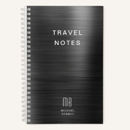 Cuaderno Elegante Monograma Negro Viaje