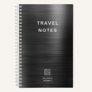Cuaderno Elegante Monograma Negro Viaje