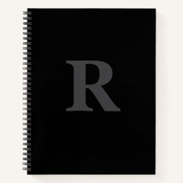 Cuaderno Elegante Monograma Negro y Gris