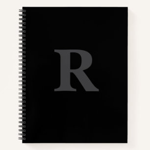 Cuaderno Elegante Monograma Negro y Gris