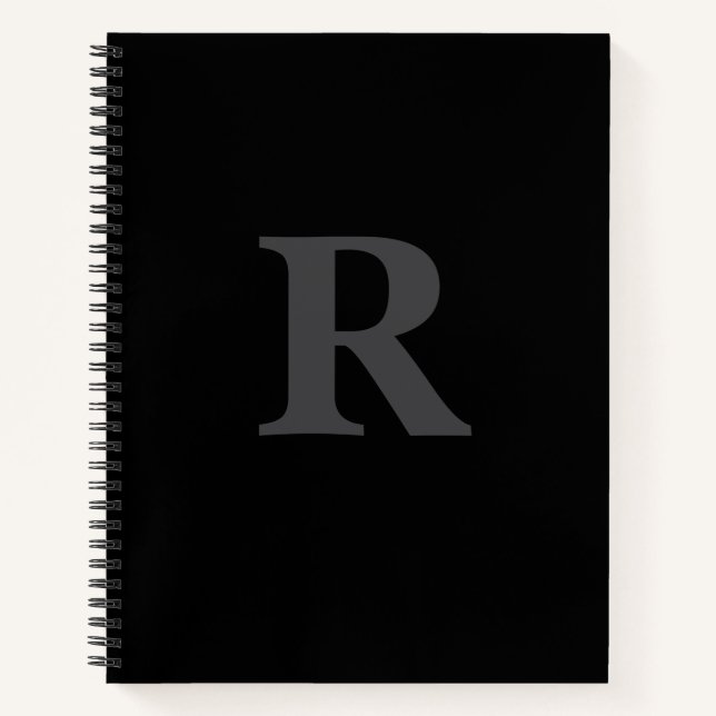 Cuaderno Elegante Monograma Negro y Gris (Anverso)