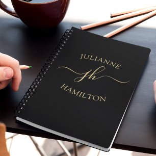 Cuaderno Elegante Monograma Nombre de guión inicial Bloc de