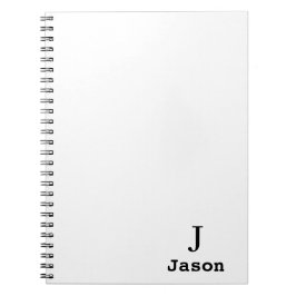 Cuaderno Elegante Monograma Nombre inicial Blanco personali