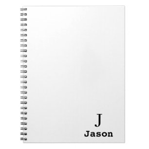 Cuaderno Elegante Monograma Nombre inicial Blanco personali