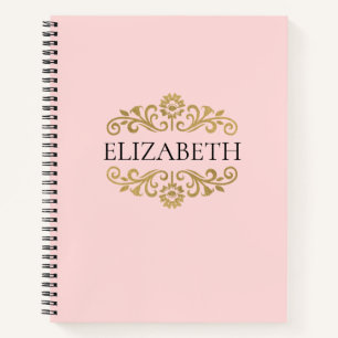 Cuaderno Elegante Monograma Oro Rosado para la Escuela