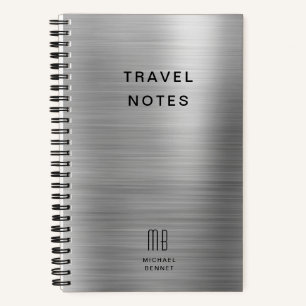 Cuaderno Elegante Monograma Plata Gris Viaje
