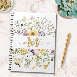 Cuaderno Elegante Monograma Pradera Floral de Verano Flor S