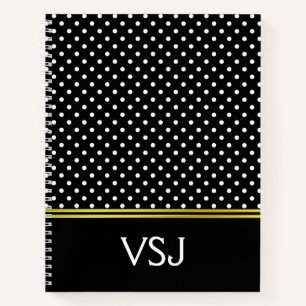 Cuaderno Elegante Monograma Puntos Negros y Blancos