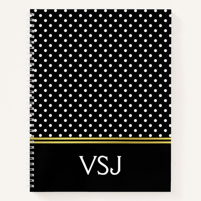 Cuaderno Elegante Monograma Puntos Negros y Blancos (Anverso)