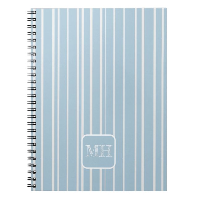 Cuaderno Elegante monograma rayado azul bebé (Frente)