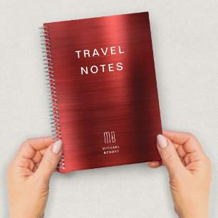 Cuaderno Elegante Monograma Rojo Viaje
