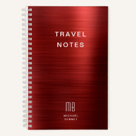 Cuaderno Elegante Monograma Rojo Viaje