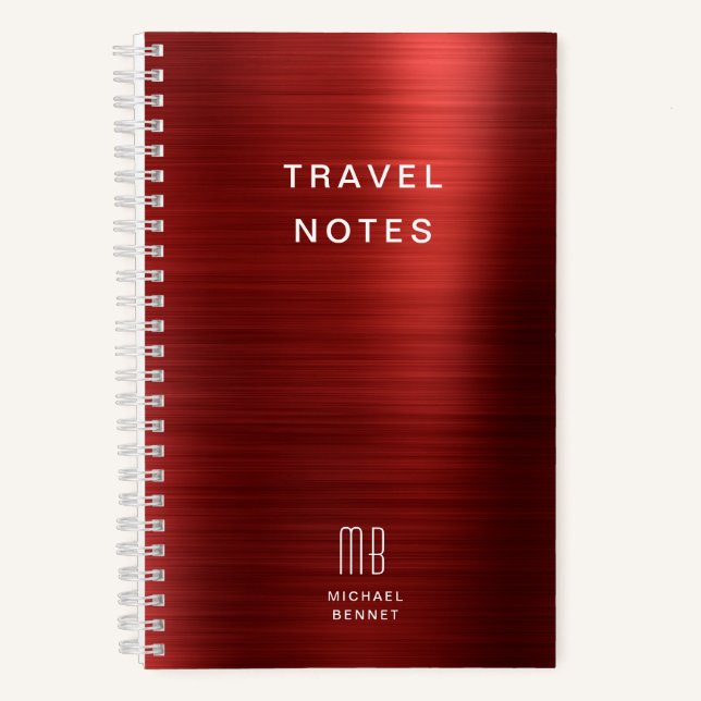 Cuaderno Elegante Monograma Rojo Viaje (Anverso)