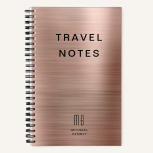 Cuaderno Elegante Monograma Rosa Oro Viaje