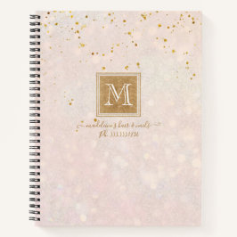 Cuaderno Elegante Monograma Rubor Pink Gold Purpurina Spark