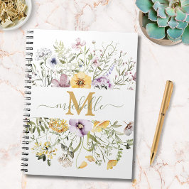 Cuaderno Elegante Monograma Verano Flor Silvestre Meadow Fl