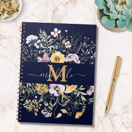 Cuaderno Elegante Monograma Verano Flor Silvestre Meadow Fl