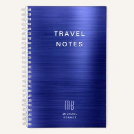 Cuaderno Elegante Monograma Viaje Azul Marino