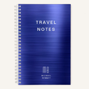 Cuaderno Elegante Monograma Viaje Azul Marino