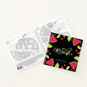 Cuaderno Elegante Monograma Watermelon Receta Verde Lemon N